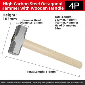 مجموعة مطارق فولاذية مطروقة متعددة الوظائف قابلة للتخصيص لأعمال النجارة ومعالجة المعادن، مع مقبض خشبي ورأس مطرقة كروي - Product Image 4