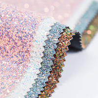 Artisanat de Noël : Tissu en cuir PU TPU imprimé pailleté métallique, rouleaux de similicuir synthétique végétalien transparent, accessoires pour cheveux