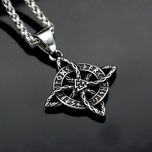 Collana con Ciondolo Nodo Celtico in Acciaio Inossidabile Vintage per Uomo e Donna, Collana con Runa Trinitaria, Collana Vichinga, Gioiello Amuleto - Product Image 3