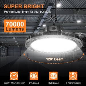 Luminaire suspendu industriel rond NGT 500W 400W 300W, projecteur UFO haute puissance, homologué UL - Product Image 3