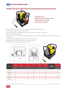 ปั๊มไฮดรอลิกไฟฟ้าสองจังหวะ VLWP511-2 70MPa 1.1KW 5L  ชุดเปลี่ยนแทนที่ประแจแรงบิดไฮดรอลิก Enerpac ชุดจ่ายไฟฟ้า - Product Image 2