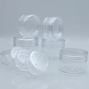 empty recycled small 2.5g 3g 5g 15g 20g 50g 20gram 10g small cream jar round PS plastic transparent jars with lids for cosmetic