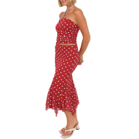 Ensemble deux pièces sexy et tendance pour femme, jupe en maille, robes décontractées à volants, motif à pois, taille naturelle, tissé pour l'été