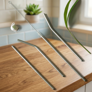 Reusable <b>Drinking</b> <b>Straws</b> Set of 4 Minimalist Cocktail Bar Accessories Straight and Bent Styles <b>for</b> Eco-Friendly Sipping - Product Image 6
