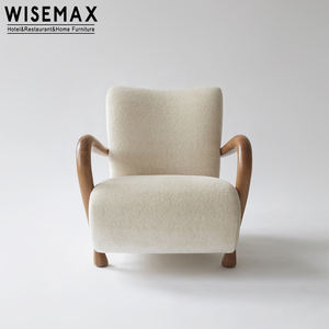 WISEMAX FURNITURE <span class=keywords><strong>Fauteuil</strong></span> Lounge Contemporain Nordique en Bois avec Éponge Haute Élasticité Crème Blanc Confortable et Relaxant <span class=keywords><strong>pour</strong></span> Hôtel - Product Image 6