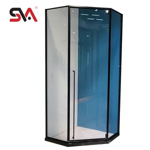 Porta moderna con profilo SVA-D045 135 gradi tipo diamante doccia in vetro temperato cabina doccia scorrevole con telaio in acciaio inossidabile nero