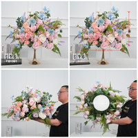 Boule de fleurs artificielles tendance bordeaux, mélange de roses rouges, Anthurium et Amarante suspendus, arrangement floral de 40 cm pour centre de table