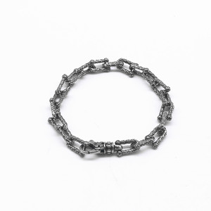 Yunnique Pulsera de cadena de plata tibetana en forma de U, joyería geométrica unisex de moda - Product Image 5