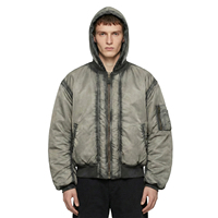 Veste bomber zippée à capuche pour homme, coupe ample, style vintage, délavée à l'acide, fabriquée sur mesure par TOPSHOW
