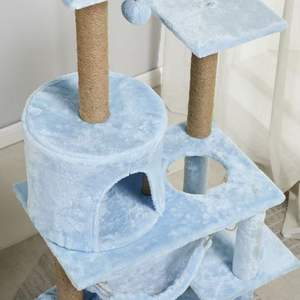 Pohon Kucing Modern Ramah Lingkungan 3 Tingkat 150cm, Tiang Garukan, Sarang, Hammock, Papan Cakar, Rangka Panjat Kayu Solid - Product Image 3