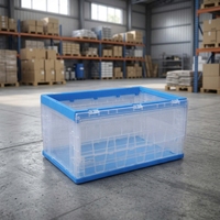 Caisse en plastique pliable avec poignées pour le stockage, prix de gros fournisseur