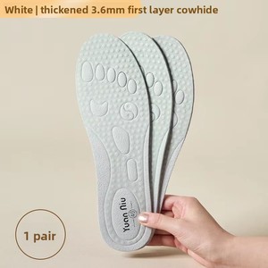 Orthopedic Leather Insole Cowhide Latex Arch Support Shock Absorbing Breathable Sweat Wicking <b>Soft</b> Sole Full Length - Product Image 2