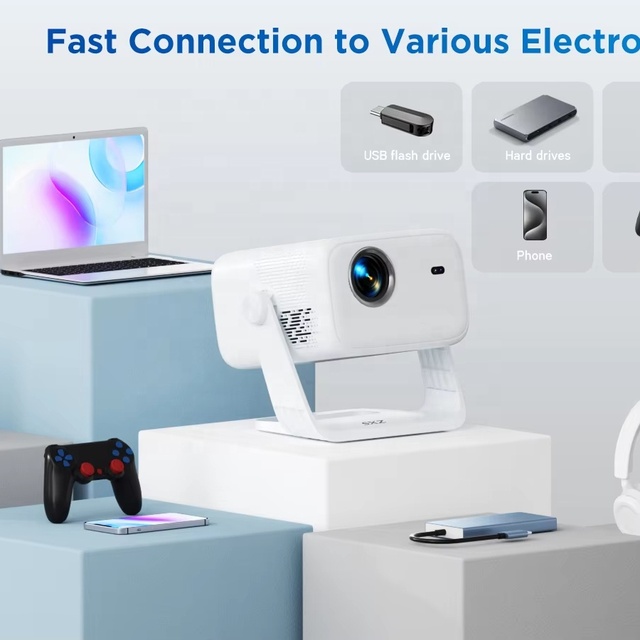 Auto Focus Correction Android 14 System 500ANSI Lumens Smart WiFi Game Native 1080P Short Throw LCD Education Learning Projector