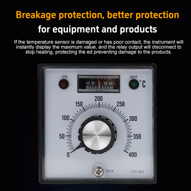 JTC-903 Analog Temperature Controller 0-400℃ AC110V/220V Mechanical Thermostat for Oven