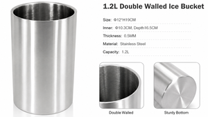 Double Walled Ice Bucket Stainless Steel Wine <b>Cooler</b> Metal Bar Ice Bucket Insulated Champagne Bucket Kitchen Equipment - Product Image 5