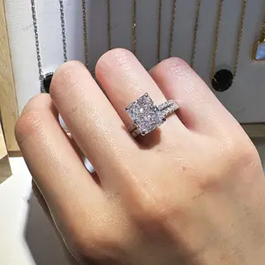 Hiçbir kararmaz ücretsiz 8A CZ kübik zirkon gelin yüzük Eternity Band nişan düğün <span class=keywords><strong>Promise</strong></span> yüzükler takı kadınlar 925 ayar gümüş - Product Image 4