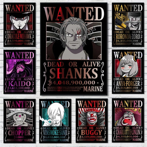 77 Styles 3 milliards d'impression sur toile <span class=keywords><strong>Luffy</strong></span> Zoro Bounty <span class=keywords><strong>Wanted</strong></span> Posters 1 Pieced Law Room Décoration murale Matériaux Anime <span class=keywords><strong>Poster</strong></span> - Product Image 3