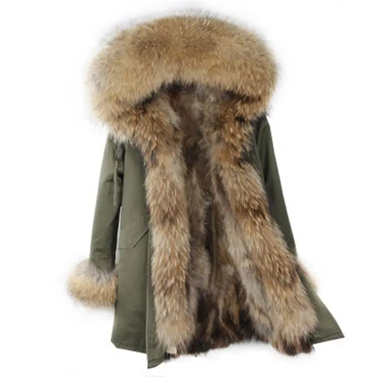 Manufaktur Großhandel Winter Casual Frauen Übergröße Pelz Fox Kragen Kapuzen mantel Parka Pelzmantel Jacke Form China Hersteller