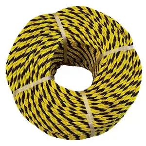 Amarelo Preto 3 Strand Twisted PE Tiger Rope