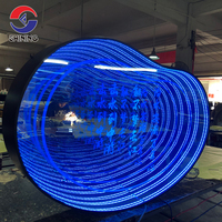 Led de forme personnalisée ronde illuminée Abyss 3D lettres acryliques miroirs magiques infini boîte à lumière publicitaire