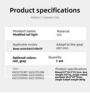 Feu arrière de voiture pour BMW Mini R56 Ensemble de feux arrière 07-13 R57 R58 Upgrade LED Taillight Custom <span class=keywords><strong>Auto</strong></span> Accessories - Product Image 3