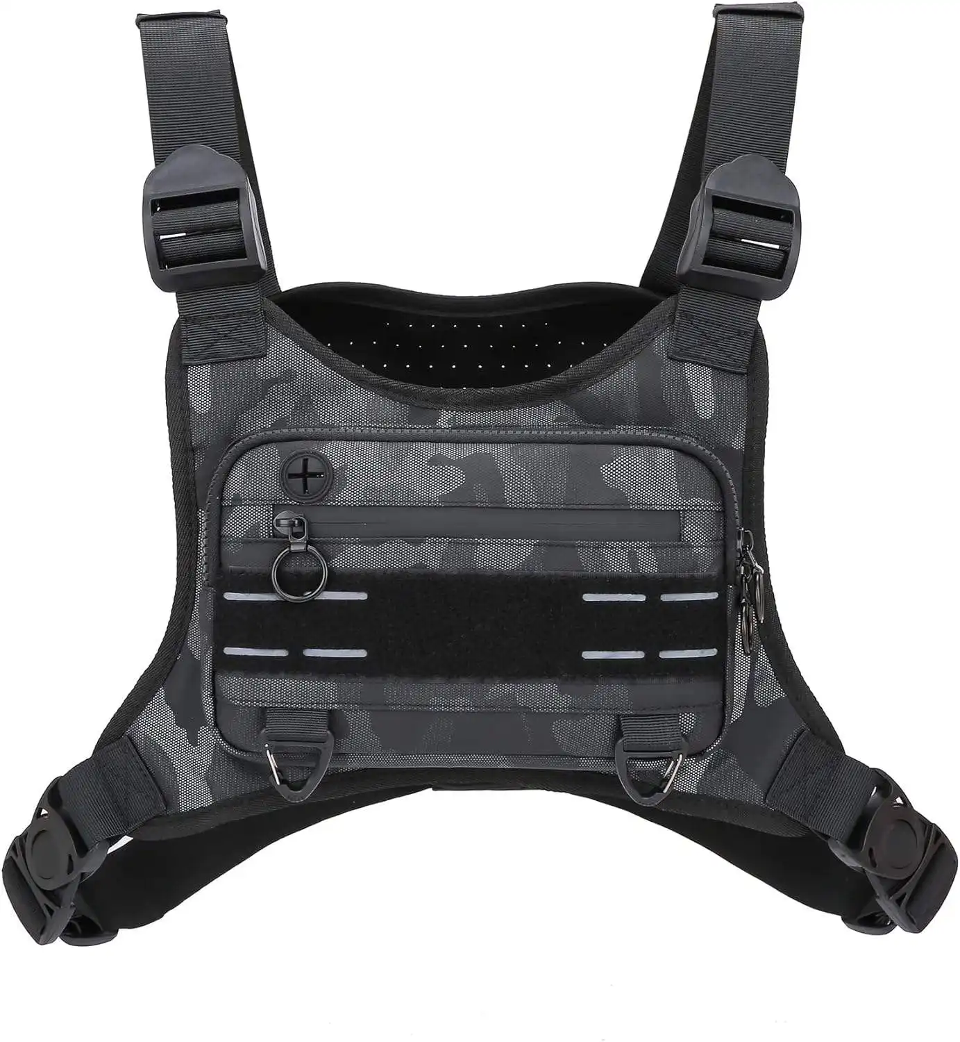 Lightweight Multifunctional Tactical Reflective Casual Sports Running Rig Vest Pack Men's Chest Bag