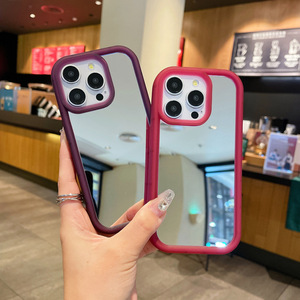 Funda estilo coreano para iPhone 15 Pro Max, compatible con 14/13, con espejo de maquillaje simple, marco para fotos, a prueba de golpes y protectora. - Product Image 1
