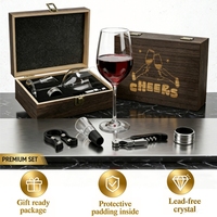 Ensemble de verres à vin en cristal sans plomb personnalisés Shunstone, 18 oz (500 ml), gobelet avec verseur, boîte de rangement en bois, logo personnalisé