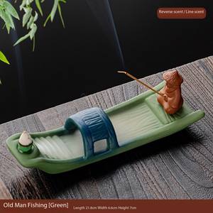 Nuevo quemador <span class=keywords><strong>de</strong></span> incienso <span class=keywords><strong>de</strong></span> cerámica con diseño <span class=keywords><strong>de</strong></span> <span class=keywords><strong>pesca</strong></span> para ancianos: recipiente <span class=keywords><strong>de</strong></span> incienso <span class=keywords><strong>de</strong></span> reflujo y palo para la ceremonia del té - Product Image 2