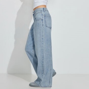 Jeans de Mezclilla de Cintura Alta con Costura Frontal y Pierna Ancha, Estilo Casual, Lavados, para Mujer, Alta Calidad, 2025 - Product Image 2