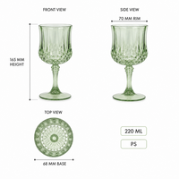 Gobelet à vin en plastique PS Diamond Vintage 220 ml, verres à pied colorés pour fêtes