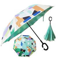 Parapluie de golf inversé double couche 190T à impression couleur intégrale, ouverture manuelle, baleines en fibre de verre, design original – Nouvelle collection très tendance