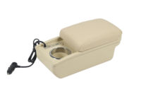 Boîte d'accoudoir de voiture à double couche coulissante en cuir PU noir avec 3 ports USB pour Mitsubishi Xpander / Xpander Cross 2019-2022
