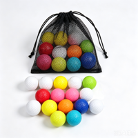 Lot de 20 balles de golf d'entraînement en PU colorées, balles d'entraînement en mousse souple à fossettes avec sac de rangement en filet, balles de pratique sûres pour l'intérieur et l'extérieur