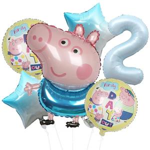 Shanghai בלון מסיבה אמיתי פפה-חזיר בלון 5 חתיכה אלומיניום נייר עבור קישוט מסיבת יום הולדת תינוק קישוט - Product Image 2