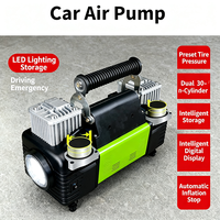 Inflador de Neumáticos de Doble Cilindro Metálico de Alta Resistencia y Eficiencia, Bomba Rápida de 12V CC, Portátil, para Camionetas 4x4, con Monitor de Presión de Neumáticos y Apagado Automático