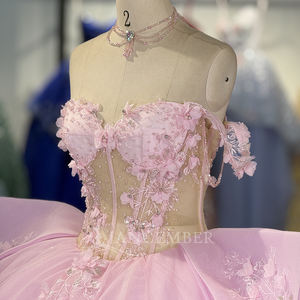 Robe de soirée rose clair Jancember 20259, épaules dénudées, brodée, robes de Quinceañera - Product Image 5