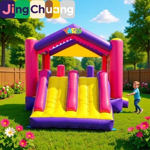 JingChuang Modelo 6062 Trampolín Inflable de Tela Oxford de Doble Fila, Castillo Hinchable con Tobogán, Juegos Inflables para Exteriores, Superventas - Product Image 1