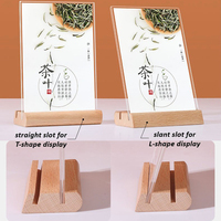 Support de signalisation en acrylique sur base en bois, format A5, forme L/T, présentoir de table transparent, support de signalisation en bois, support de table en acrylique A5, support de menu