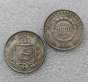 1875,1867,1859,1886,1866 BRAZIL 2000 REIS Koin Peringatan Gaya Antik, Hadiah, Dekorasi Rumah - Product Image 3