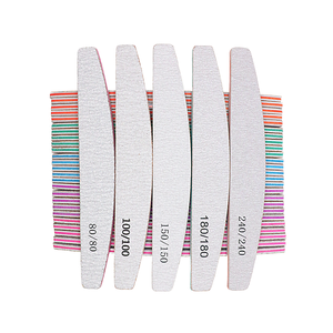 Half Moon Zebra <b>Nail</b> <b>File</b> Set 80 100 150 180 240 Washable Manicure Sandpaper Tool - Product Image 1