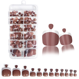 Lot de 120 faux ongles à presser pour les orteils, style français, transparents et roses, pour la décoration des pédicures en salon - Product Image 1