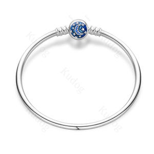 Bracciale Placcato Argento Fine con Charm e Perline di Fabbrica, Braccialetto Gioiello alla Moda da Donna, Braccialetto Rigido Femme per Creare Charm - Product Image 3