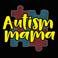 Nouveautés Tendances : Transferts de Strass Thermocollants Éco-responsables Design « Autism Mama » pour Sacs et Vêtements