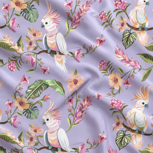 Organic Plain Floral Print Cotton Satin Fabric Glossy Woven for Wedding Dress Curtains <b>Sofa</b> Home Decor - Product Image 1
