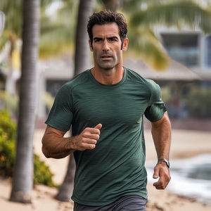 MereSports Premium t-shirt da <span class=keywords><strong>uomo</strong></span> in <span class=keywords><strong>lana</strong></span> Merino da corsa da esterno Casual in tinta unita tessuto a <span class=keywords><strong>maglia</strong></span> tinto in Jersey sciolto - Product Image 3