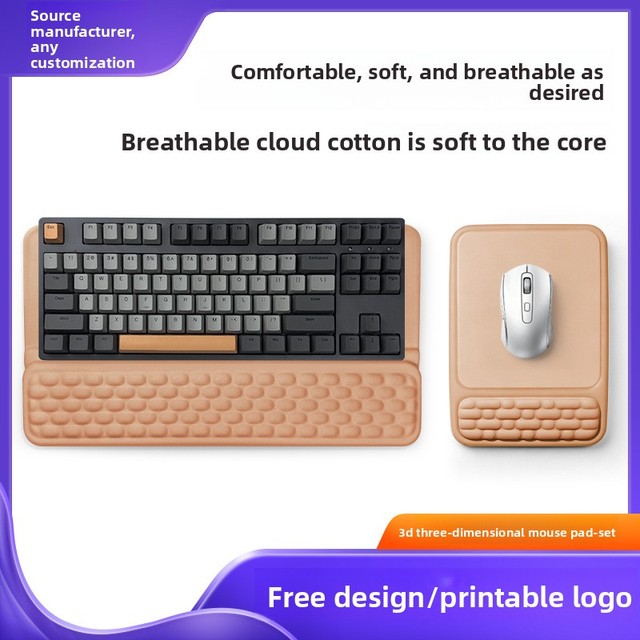 Ergonomic Memory Foam Wrist Rest Mouse Pad with 3D Stereoscopic Design Keyboard Hand Support Massage Function