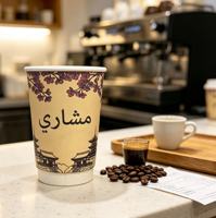 Gobelet à café chaud en papier kraft recyclable vert de 12 oz à double paroi blanc jetable pour emporter avec logo