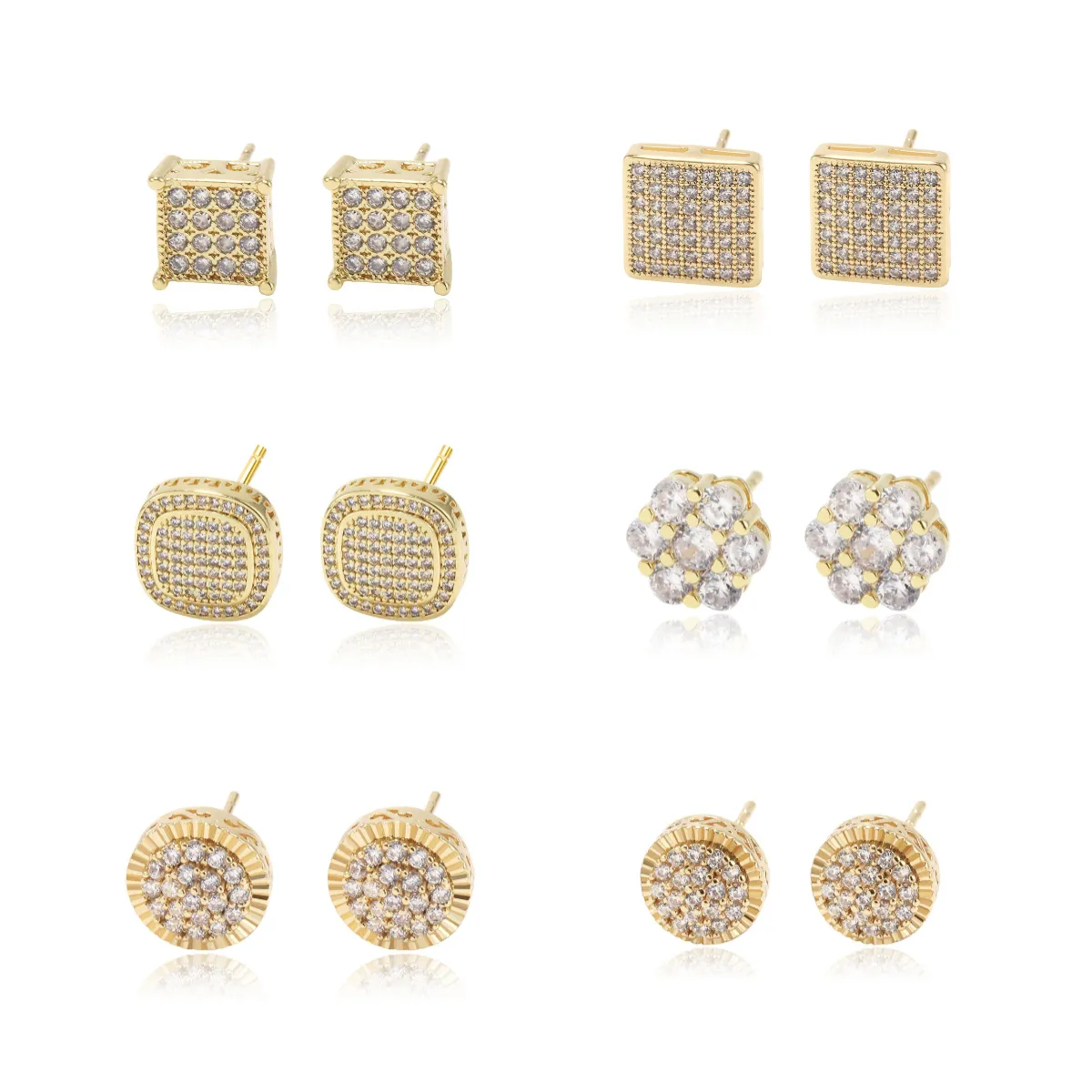 FOXI fashion korean earring gold plated silver Square micro pave cz cubic zirconia earrings