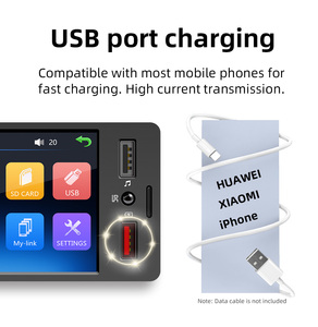 1 DIN Xe Băng MP5 Âm Nhạc Màn Hình Cảm Ứng Máy Nghe Nhạc Gương Liên Kết FM USB Điện Thoại Sạc TYPE-C Sạc Android Tương Thích Stereo Đài Phát Thanh - Product Image 6